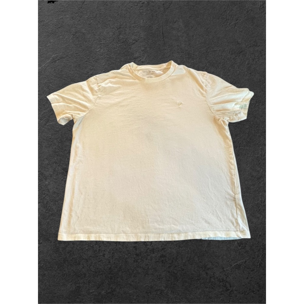 American Eagle T-Shirt Mens L Pale Yellow Super Soft Logo Tee